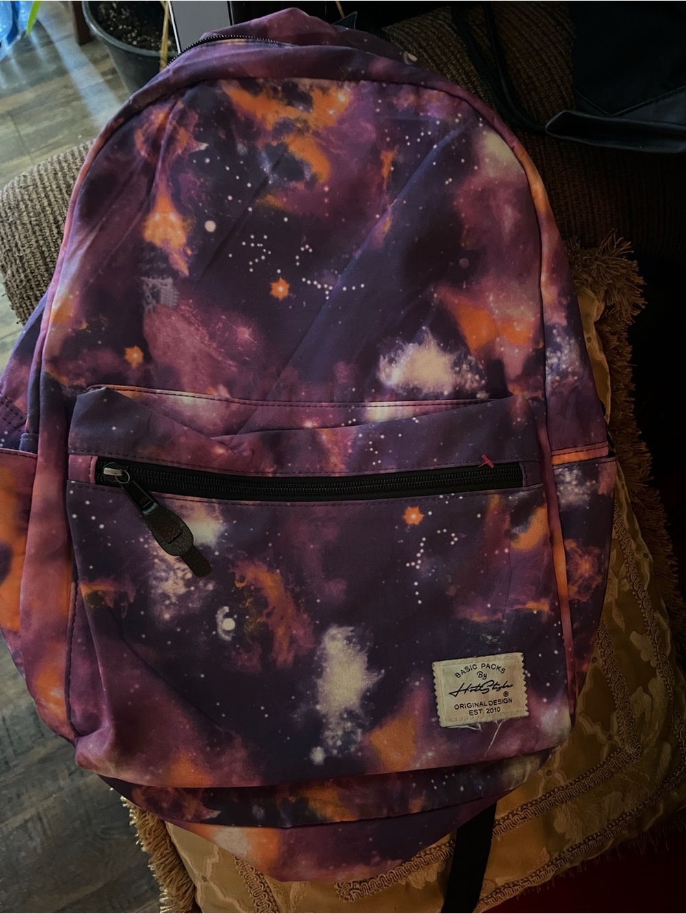 Hot style Galaxy Print Backpack - Purple & Orange Nebula